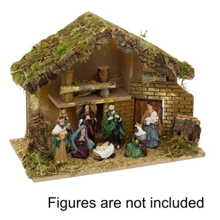 LED Traditional Wooden Nativity Stable with Lights | Christmas Nativity Scene