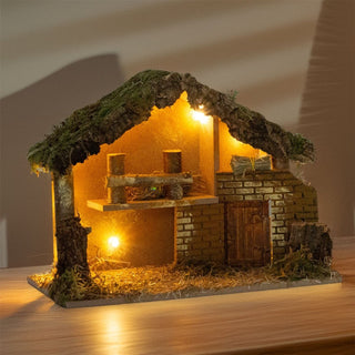 LED Traditional Wooden Nativity Stable with Lights | Christmas Nativity Scene