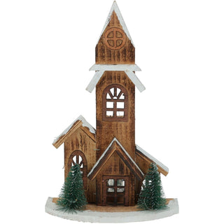 LED Wooden Christmas House with Trees | Light - Up Nordic House Ornament
