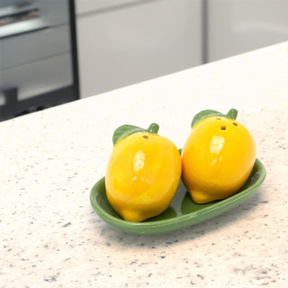 Lemon Salt & Pepper Shakers | Fruit Shaped Salt and Pepper Pots with Tray