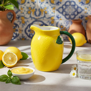 Lemon Shaped Ceramic Jug, 1.2L Drinks Pitcher Water Serving Jug - 17cm