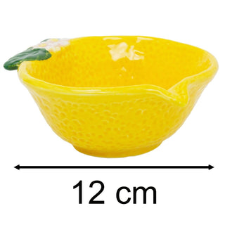 Lemon Shaped Snack Bowl, 200ml Ceramic Serving Bowl, Nibbles Dish - 12cm