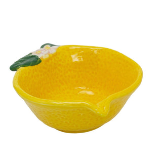 Lemon Shaped Snack Bowl, 200ml Ceramic Serving Bowl, Nibbles Dish - 12cm