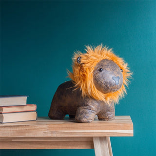 Leo Lion Doorstop | Faux Leather Lion Shaped Safari Door Stop - 27cm