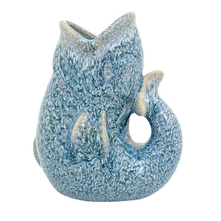 Light Blue Ceramic Fish Shaped Jug, 17cm Nautical Flower Vase Pitcher, Fish Ornament
