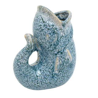 Light Blue Ceramic Fish Shaped Jug, 17cm Nautical Flower Vase Pitcher, Fish Ornament