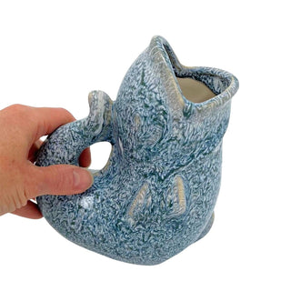 Light Blue Ceramic Fish Shaped Jug, 17cm Nautical Flower Vase Pitcher, Fish Ornament