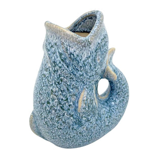 Light Blue Ceramic Fish Shaped Jug, 17cm Nautical Flower Vase Pitcher, Fish Ornament
