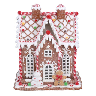 Light Up Gingerbread House, Gisela Graham Candy Cane Christmas Decoration 24cm