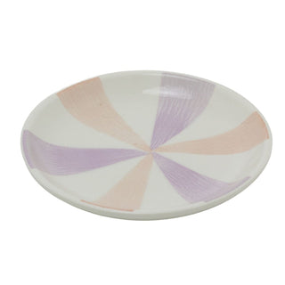 Lilac & Pink Sunburst Trinket Dish, 10cm Round Ceramic Bowl Jewellery Dish