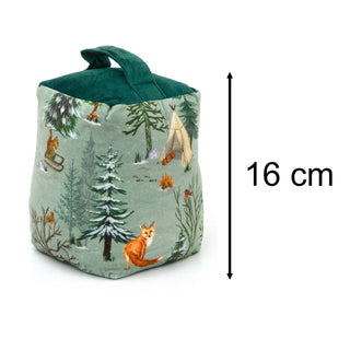 Lodge Wood Velvet Doorstop | Winter Forest Oak Green Door Stop with Handle 18cm