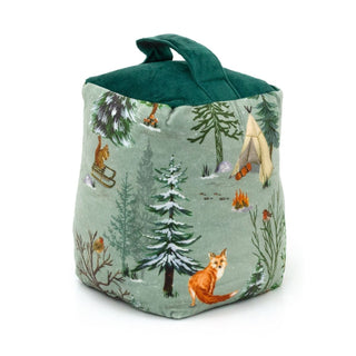 Lodge Wood Velvet Doorstop | Winter Forest Oak Green Door Stop with Handle 18cm