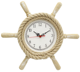 Lovely Shabby Chic Nautical Ship Wheel Clock Wooden Wall Decoration