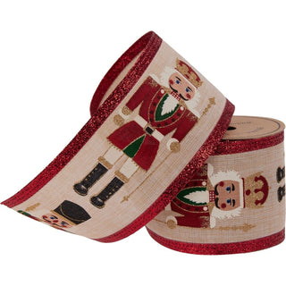 Luxury Nutcracker Wired Christmas Ribbon | Festive Ribbon Gift Wrapping & Craft
