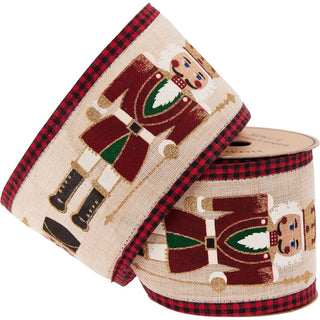 Luxury Nutcracker Wired Christmas Ribbon | Festive Ribbon Gift Wrapping & Craft