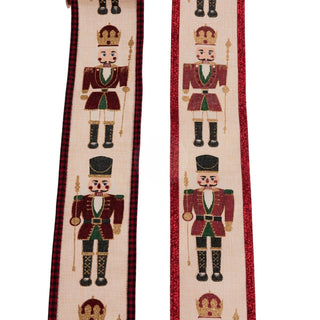 Luxury Nutcracker Wired Christmas Ribbon | Festive Ribbon Gift Wrapping & Craft