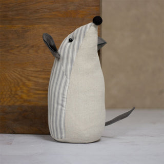 Maggie Striped Mouse Doorstop | Grey Stripey Mouse Shaped Fabric Door Stop 26cm