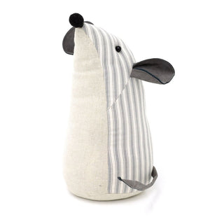 Maggie Striped Mouse Doorstop | Grey Stripey Mouse Shaped Fabric Door Stop 26cm