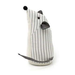 Maggie Striped Mouse Doorstop | Grey Stripey Mouse Shaped Fabric Door Stop 26cm