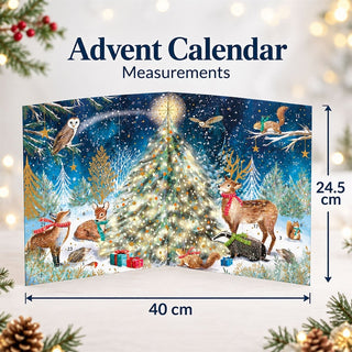 Magical Woodland Christmas Advent Calendar, 3D Gold Foil Woodland Animal Design