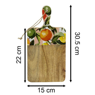 Mango Wood Citrus Chopping Board with Handle | Small Wooden Serving Board