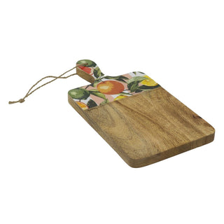 Mango Wood Citrus Chopping Board with Handle | Small Wooden Serving Board