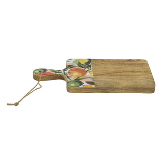 Mango Wood Citrus Chopping Board with Handle | Small Wooden Serving Board