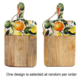 Mango Wood Citrus Chopping Board with Handle | Small Wooden Serving Board