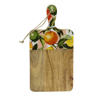 Mango Wood Citrus Chopping Board with Handle | Small Wooden Serving Board