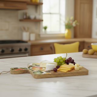 Mango Wood Citrus Chopping Board with Handle | Small Wooden Serving Board