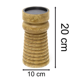 Mango Wood Pillar Candle Holder | Wooden Candlestick for Pillar Candles - 20cm