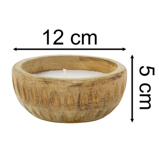 Mango Wood Ribbed Small 1 - Wick Candle, 12cm Rustic Wooden White Scented Candle