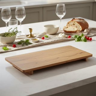 Mango Wood Serving Board with Legs, 60cm Large Raised Wooden Serving Platter