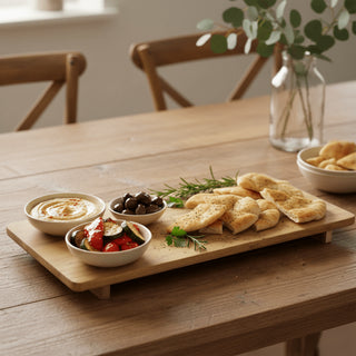 Mango Wood Serving Board with Legs, 60cm Large Raised Wooden Serving Platter