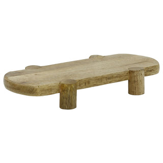 Mango Wood Serving Platter, Natural Raised Cheese Board with Feet 35 x 18 cm