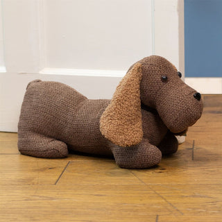 Max the Boucle Long Eared Dog Doorstop | Novelty Decor Fabric Animal Door Stop