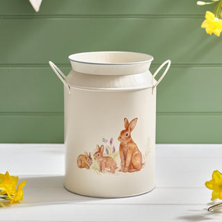 Meadow Fields Tin Urn Milk Churn | 22cm Vintage Metal Dried Flower Jug