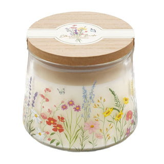 Meadow Spring Scented Candle, 9x10cm 2 Wick Floral Candle in Glass Jar