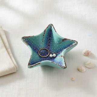 Medium Ceramic Starfish Trinket Bowl, 15cm Nautical Jewellery Dish Coastal Bowl