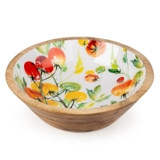 Medium Mango Wood Tomato Serving Bowl, 24cm Kitchen Wooden Salad and Fruit Bowl