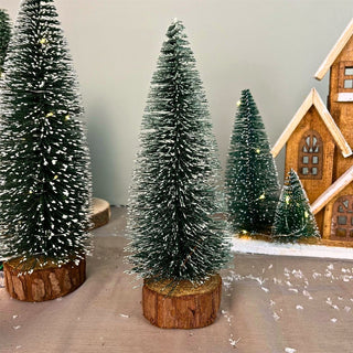 Medium Snowy Green Bottle Brush Christmas Tree | Snow - Flocked Pine Tree - 25cm