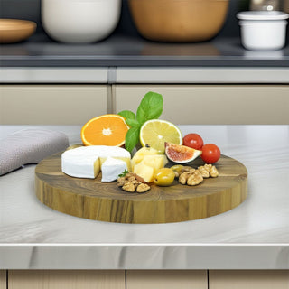 Medium Teak Chopping Board | 25cm Round Wooden Teak End Grain Cutting Board