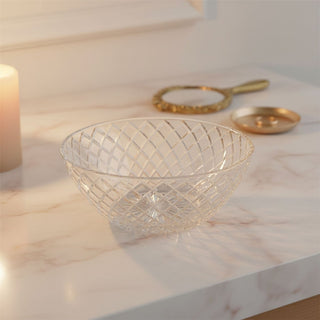 Medium Vintage Style Cut Glass Trinket Bowl, 17cm Decorative Jewellery Dish