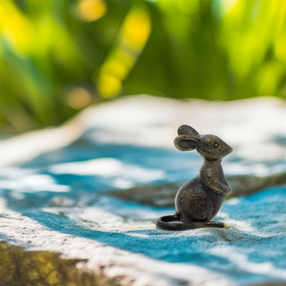 Metal Mouse Ornament | Vintage Bronze Effect Dormouse Statue for Home Decor 9cm
