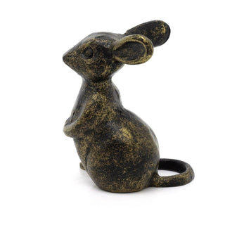 Metal Mouse Ornament | Vintage Bronze Effect Dormouse Statue for Home Decor 9cm