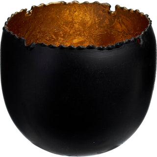 Metal Tealight Candle Holder, 6.5x8cm Black & Gold Boho Tea Light Candle Pot