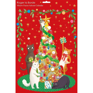 Miaow Factor Christmas Advent Calendar, 42cm Cat Advent Calendar with Gold Foil
