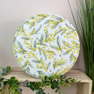 Mimosa Floral Cake Tin, 23cm Round Metal Baking Cake Storage Tin with Lid
