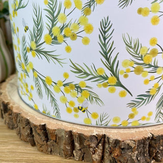 Mimosa Floral Cake Tin, 23cm Round Metal Baking Cake Storage Tin with Lid