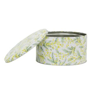 Mimosa Floral Cake Tin, 23cm Round Metal Baking Cake Storage Tin with Lid